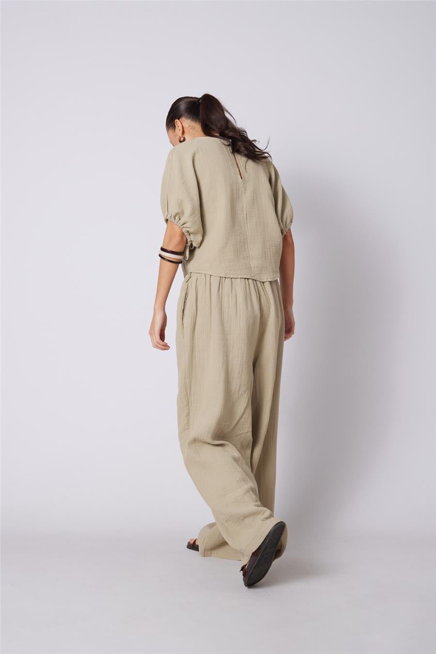 Nisan BAĞCIKLI STRAIGHT FIT PANTOLON ADAÇAYI N26-2324
