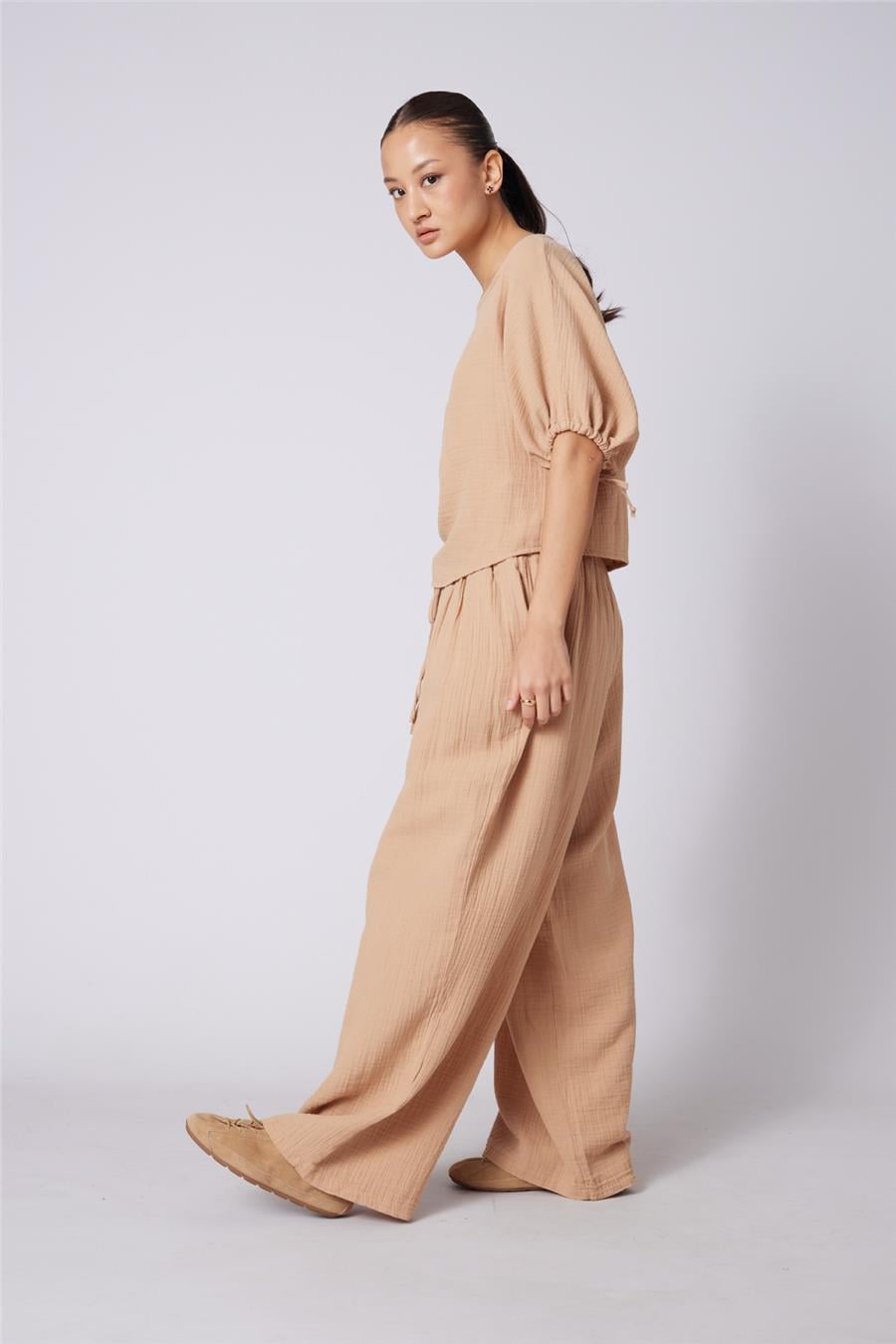 Nisan BAĞCIKLI STRAIGHT FIT PANTOLON CAMEL N26-2324