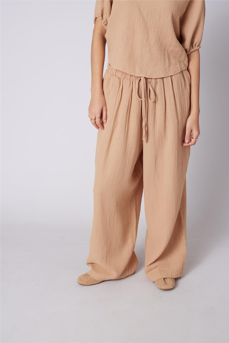 Nisan BAĞCIKLI STRAIGHT FIT PANTOLON CAMEL N26-2324