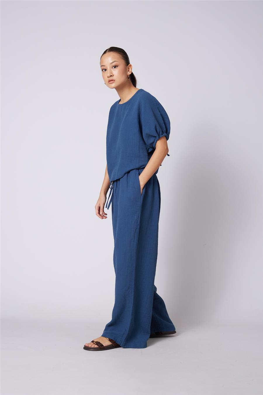 Nisan BAĞCIKLI STRAIGHT FIT PANTOLON İNDİGO N26-2324