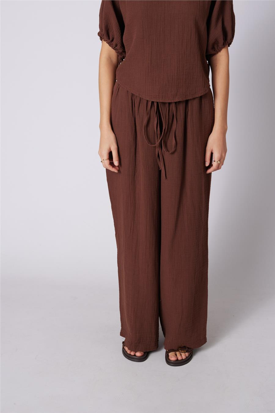 Nisan BAĞCIKLI STRAIGHT FIT PANTOLON KAHVE N26-2324