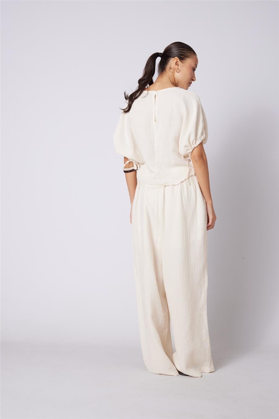 Nisan BAĞCIKLI STRAIGHT FIT PANTOLON NATUREL N26-2324