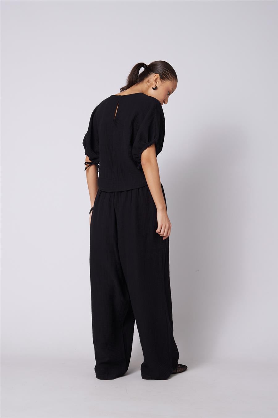 Nisan BAĞCIKLI STRAIGHT FIT PANTOLON SİYAH N26-2324