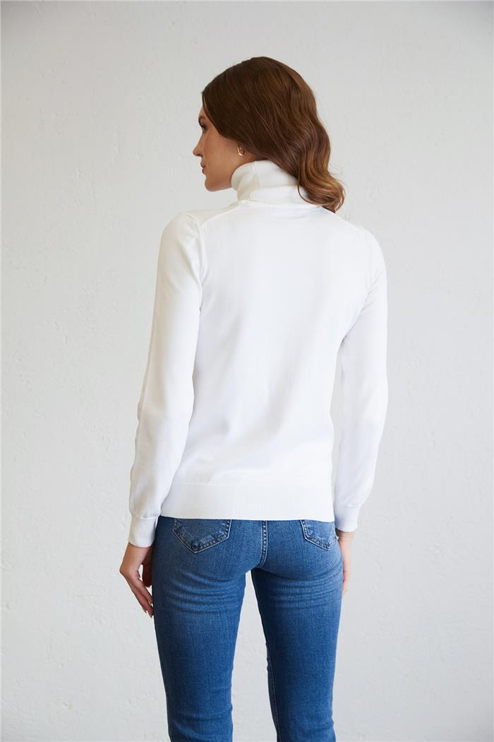 Nisan Fisherman Neck Basic Knit Sweater White TT4097-Z