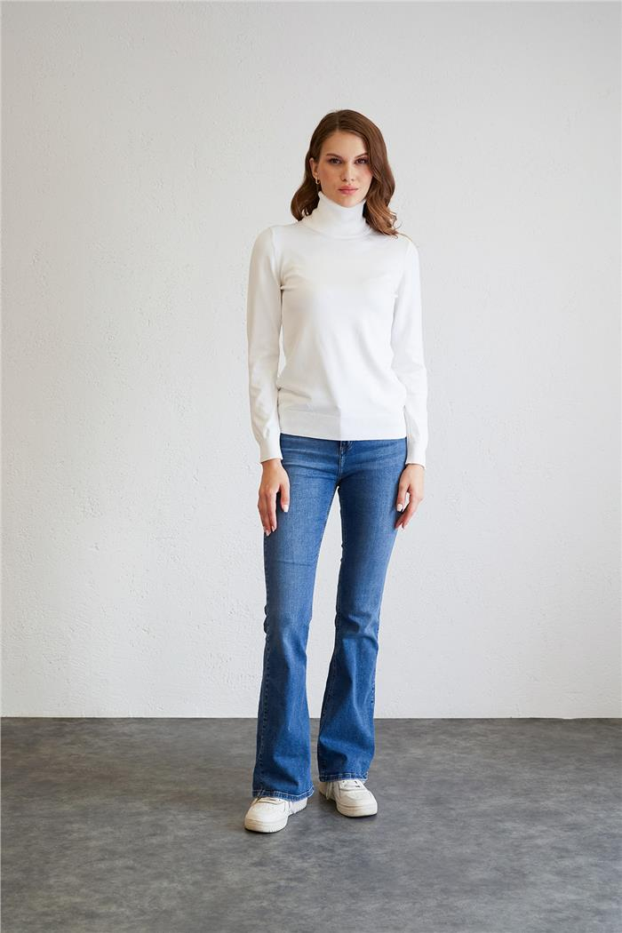 Nisan Fisherman Neck Basic Knit Sweater White TT4097-Z