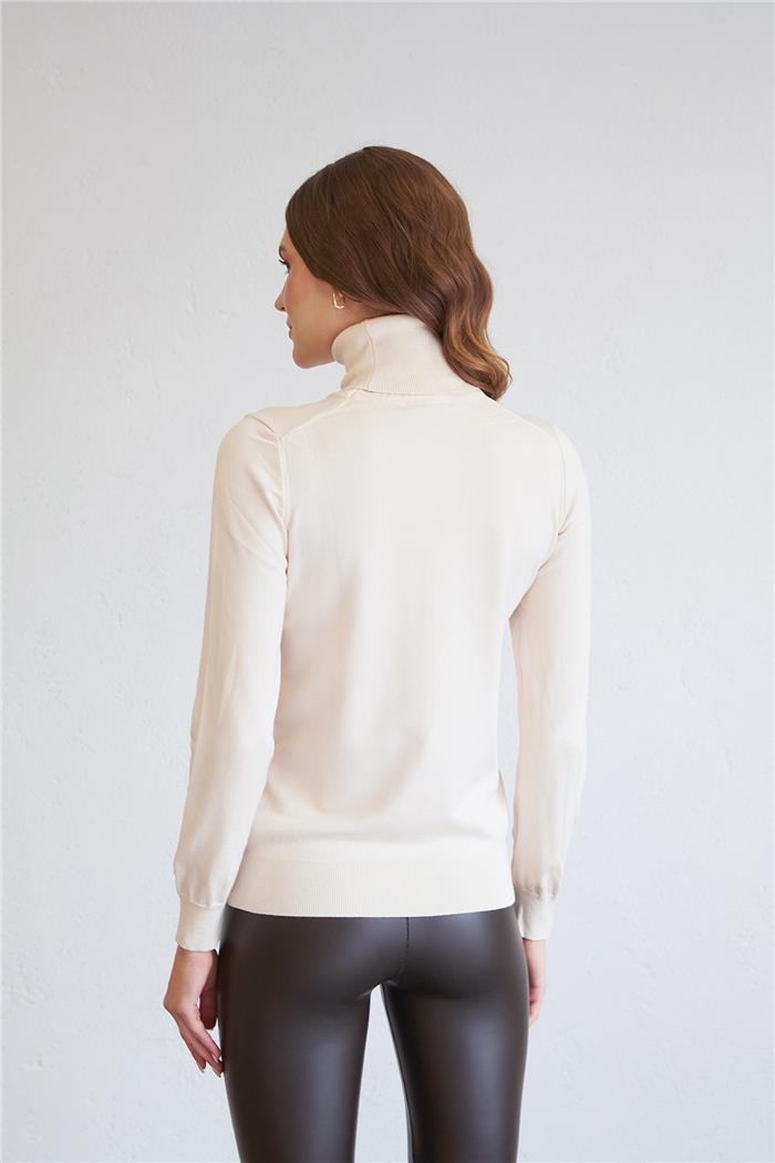 Nisan Fisherman Neck Basic Knit Sweater Beige TT4097-Z