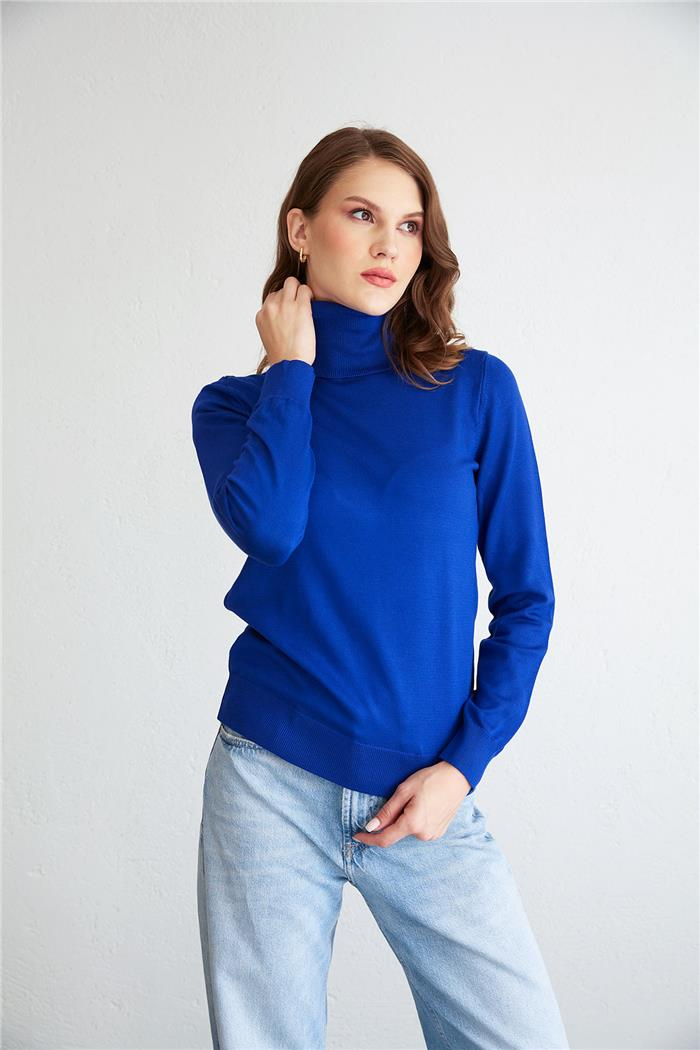 Nisan Fisherman Neck Basic Knit Sweater Sax Blue TT4097-Z