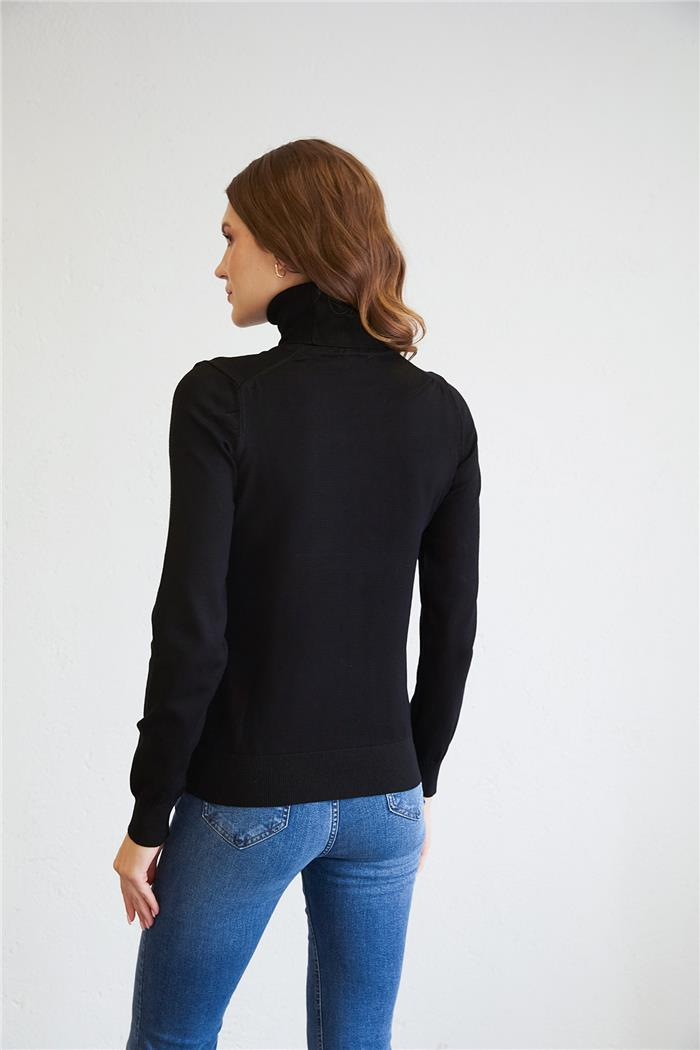 Nisan Fisherman Neck Basic Knit Sweater Black TT4097-Z