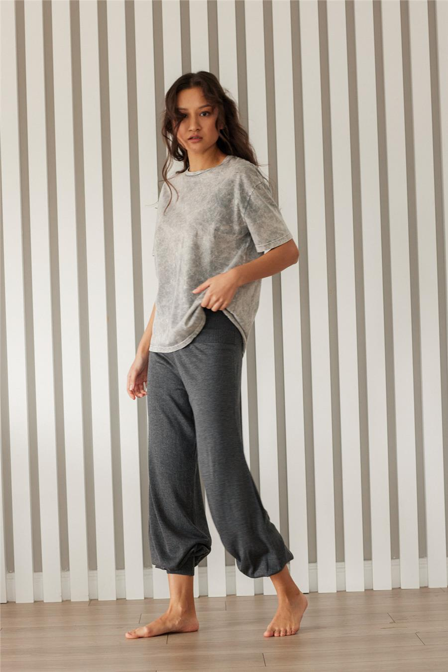 Nisan BELİ KATLAMALI TRİKO PANTOLON ANTRASİT TT4732-Z