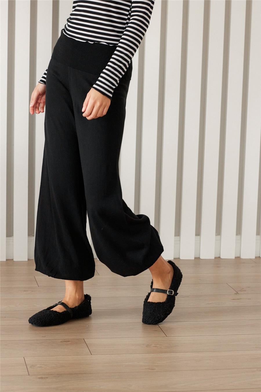 Nisan BELİ KATLAMALI TRİKO PANTOLON SİYAH TT4732-Z