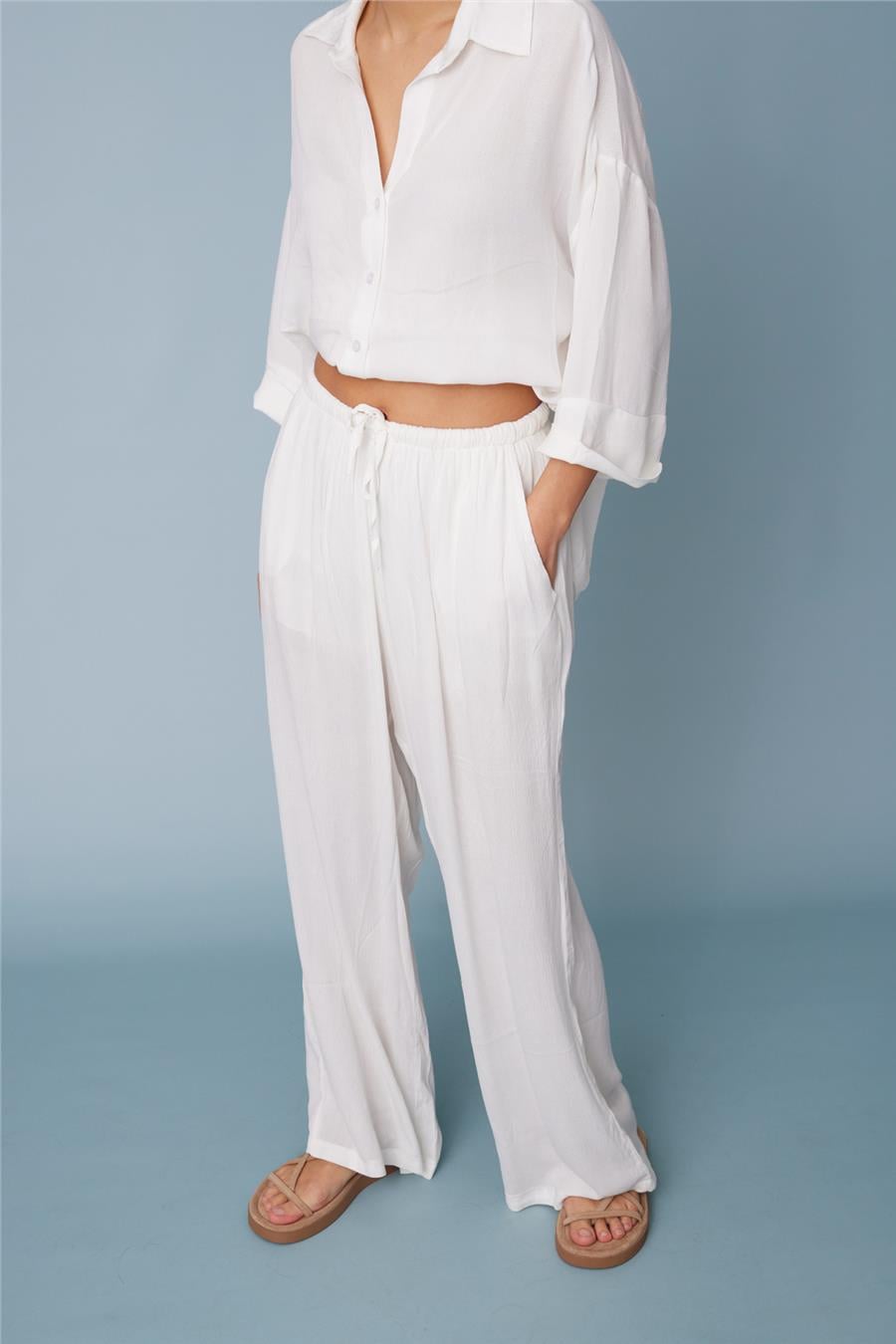 Nisan BELİ LASTİKLİ RAHAT PANTOLON EKRU N26-2354