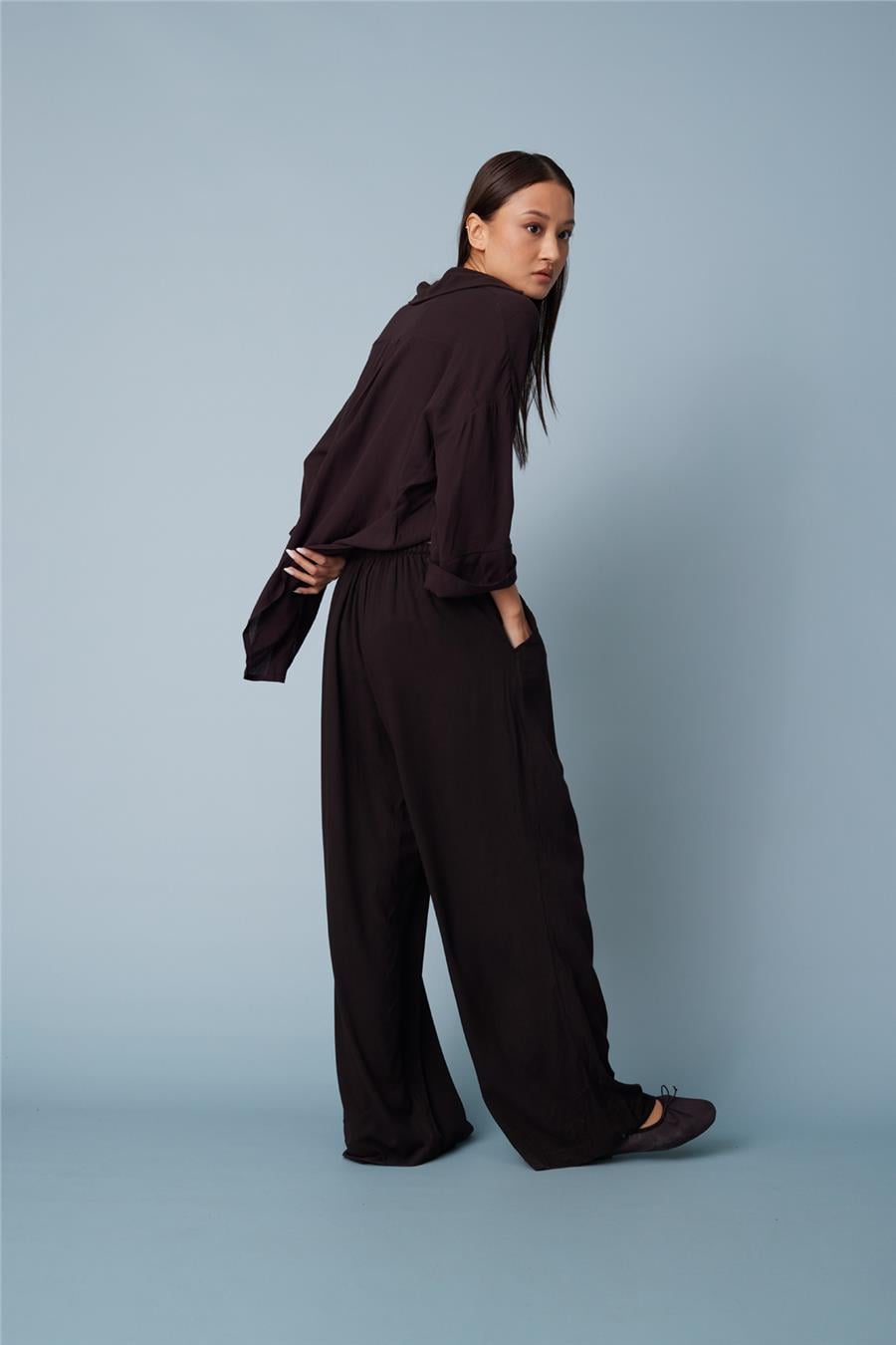 Nisan BELİ LASTİKLİ RAHAT PANTOLON KAHVE N26-2354