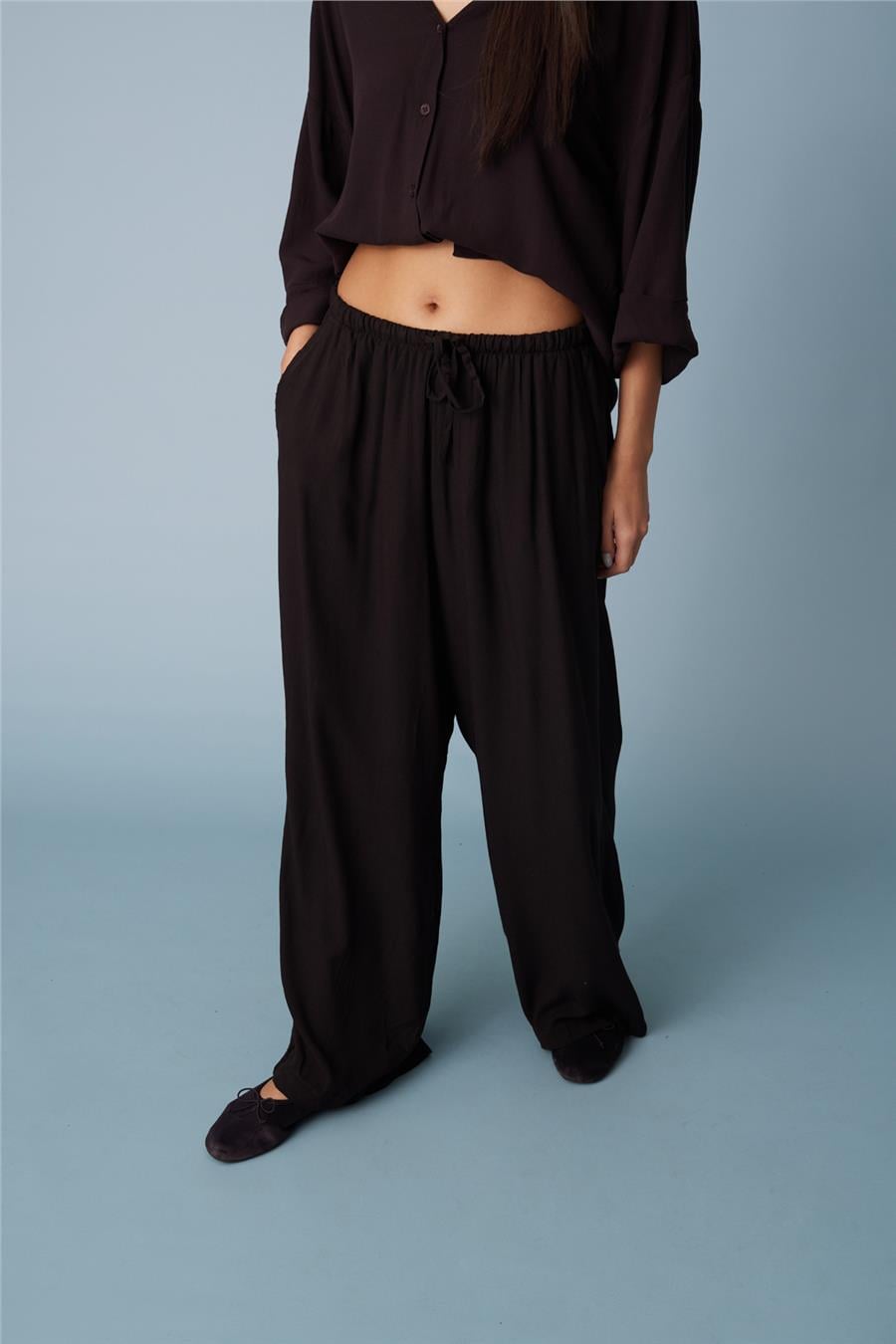 Nisan BELİ LASTİKLİ RAHAT PANTOLON KAHVE N26-2354