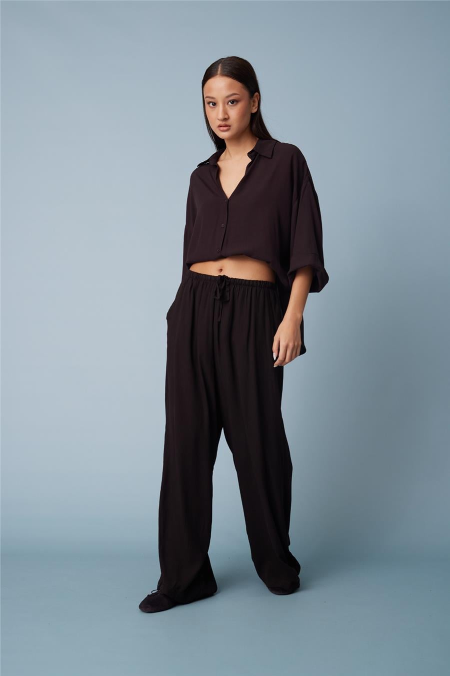 Nisan BELİ LASTİKLİ RAHAT PANTOLON KAHVE N26-2354