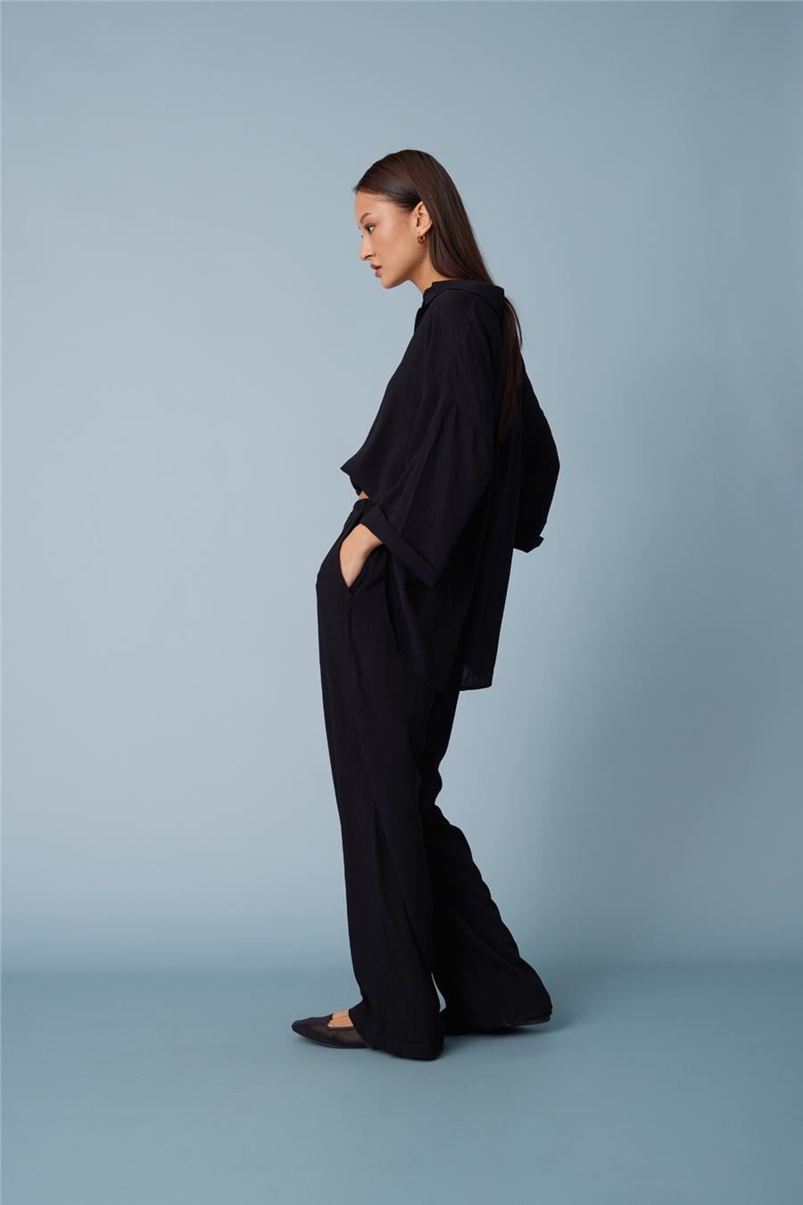 Nisan BELİ LASTİKLİ RAHAT PANTOLON SİYAH N26-2354
