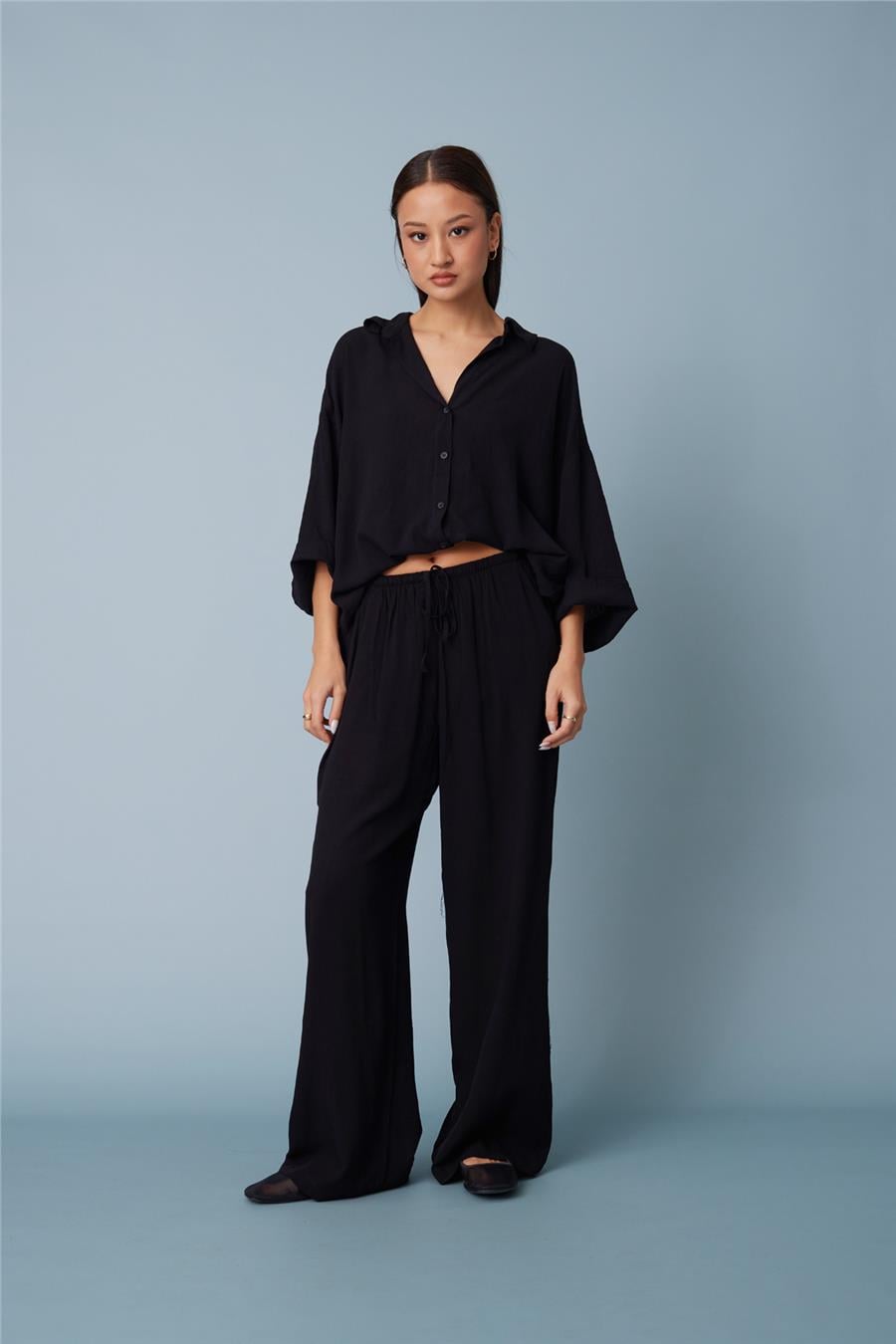 Nisan BELİ LASTİKLİ RAHAT PANTOLON SİYAH N26-2354