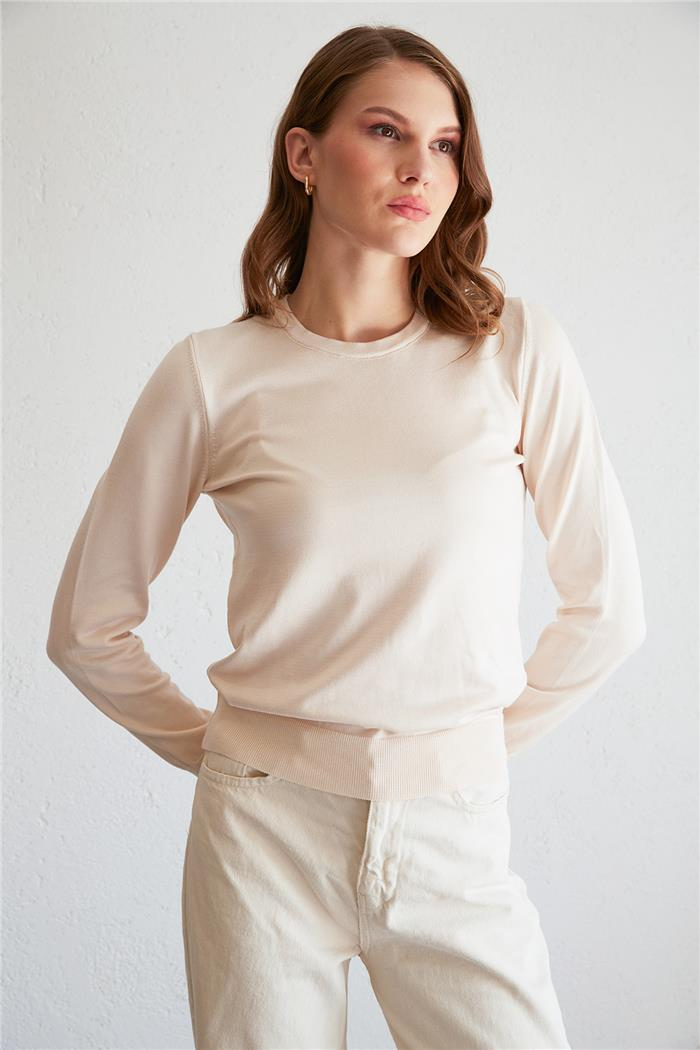 Nisan Crew Neck Basic Sweater Beige TT4096-Z