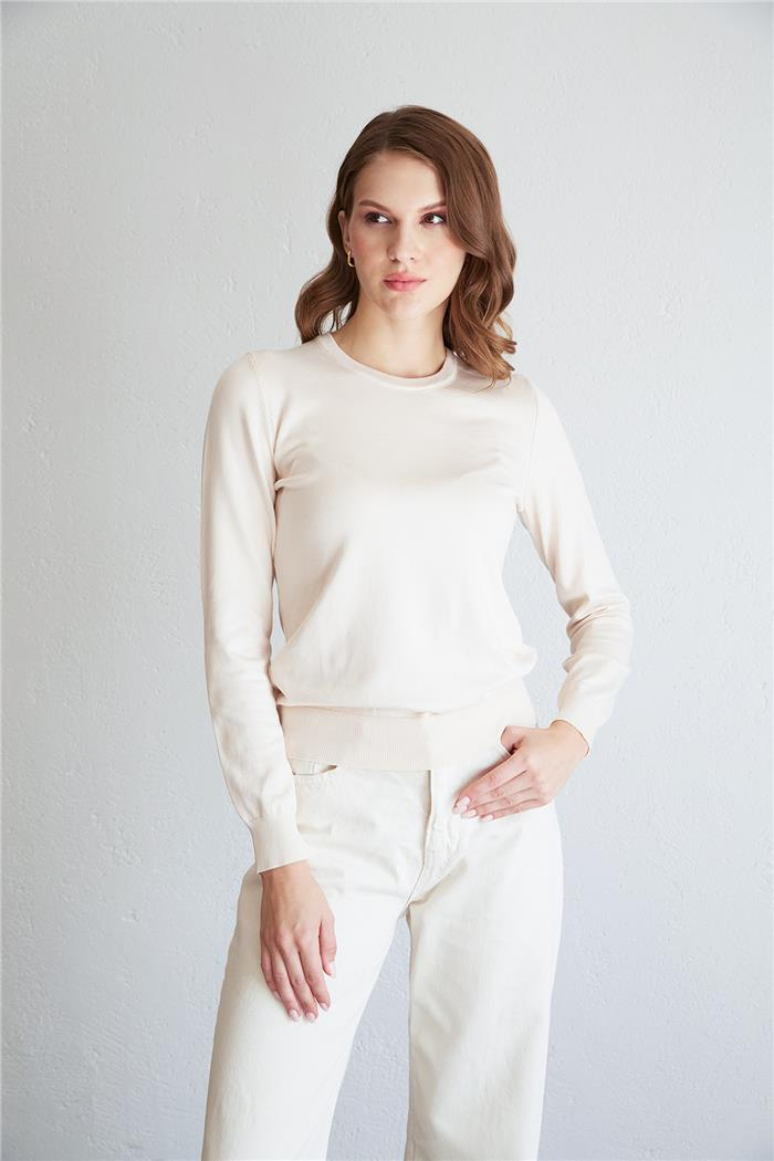 Nisan Crew Neck Basic Sweater Beige TT4096-Z