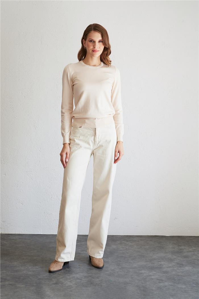 Nisan Crew Neck Basic Sweater Beige TT4096-Z