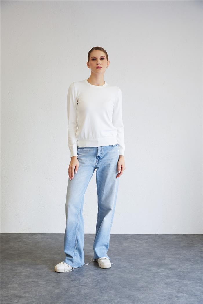 Nisan Crew Neck Basic Sweater White TT4096-Z