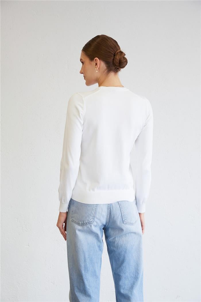 Nisan Crew Neck Basic Sweater White TT4096-Z