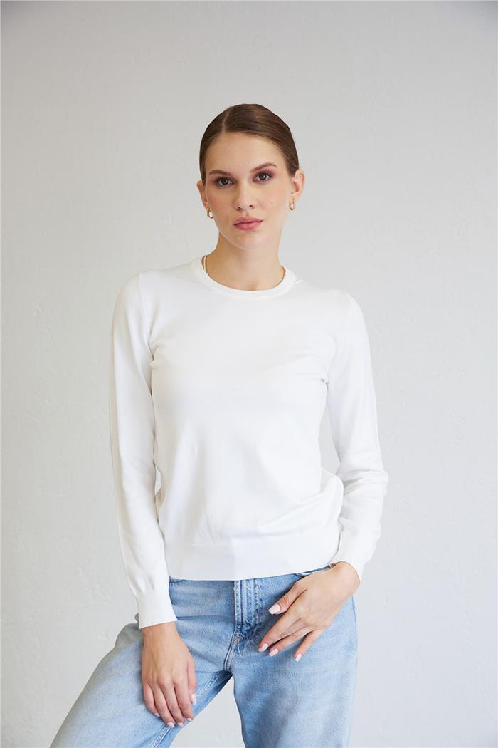 Nisan Crew Neck Basic Sweater White TT4096-Z