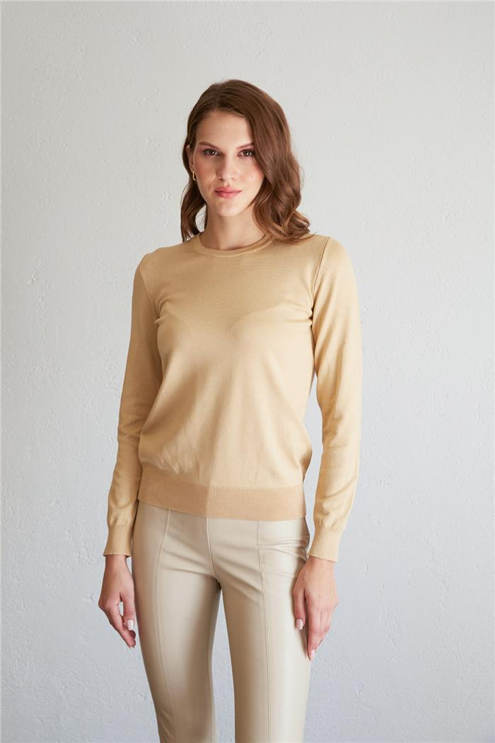 Nisan Crew Neck Basic Sweater Camel TT4096-Z