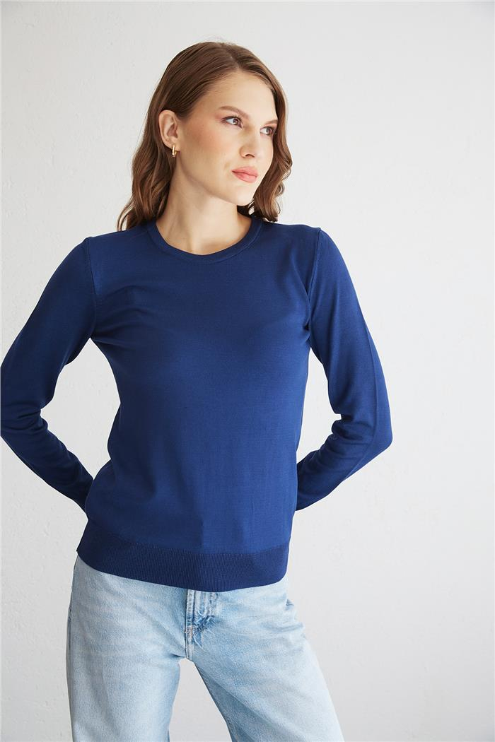 Nisan Crew Neck Basic Sweater Navy Blue TT4096-Z