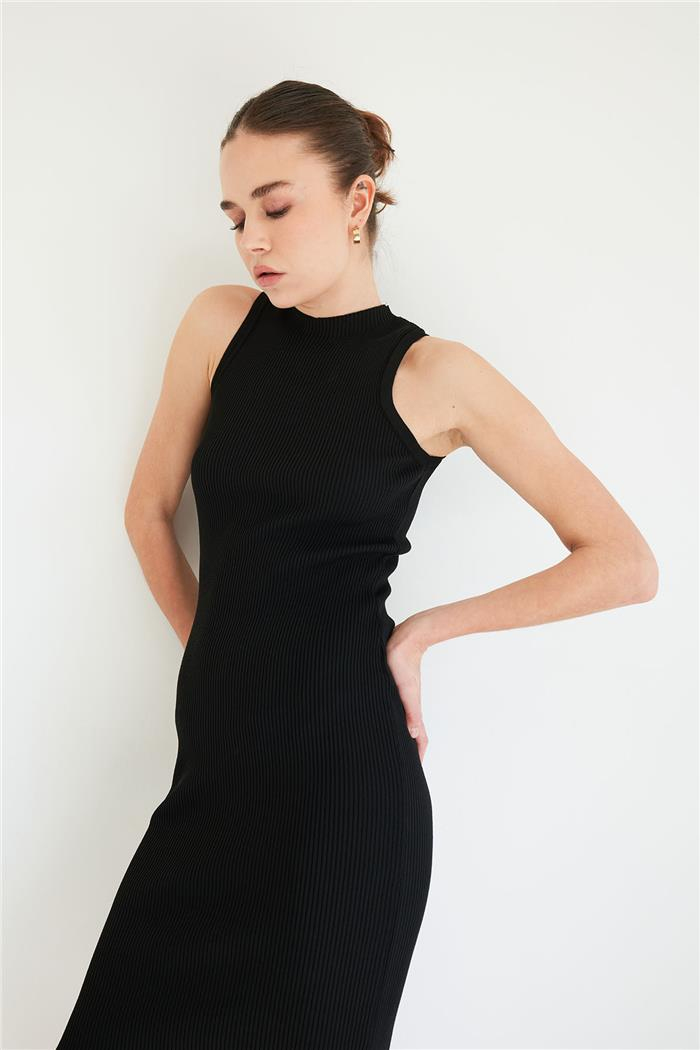 Nisan Bicycle Neck Basic Knit Dress Black TT4249-Z