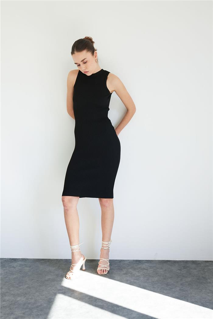 Nisan Bicycle Neck Basic Knit Dress Black TT4249-Z