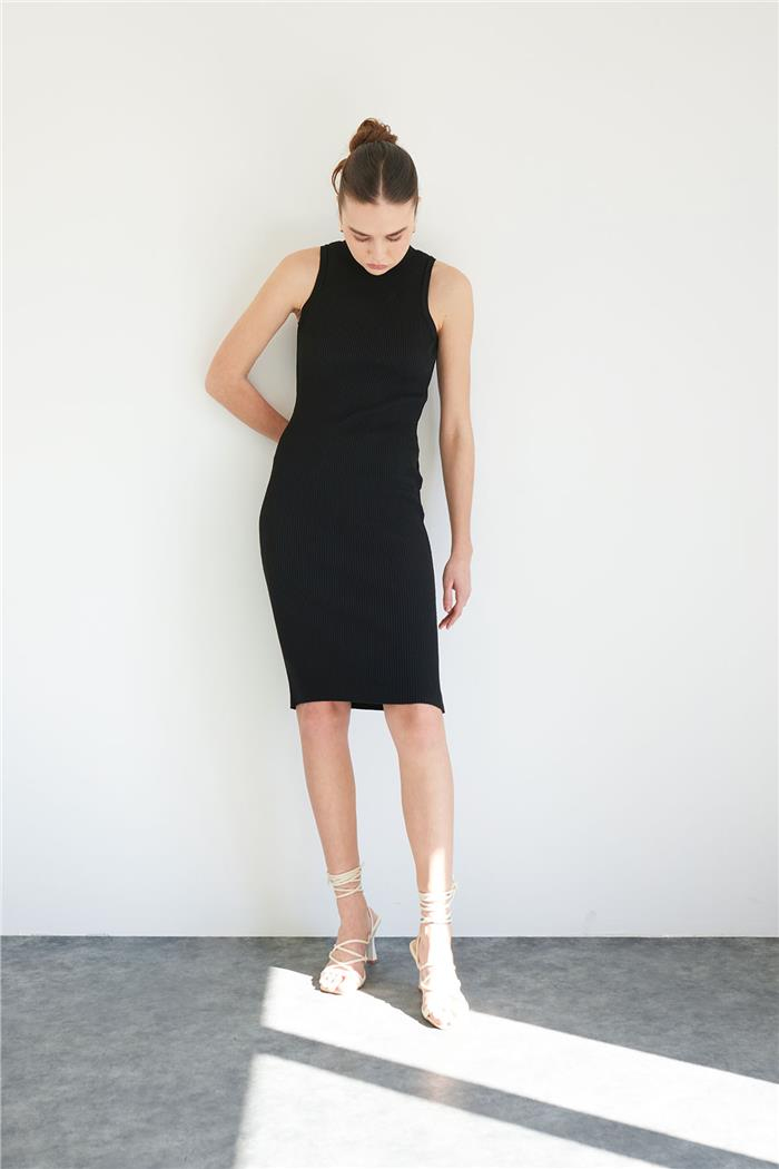 Nisan Bicycle Neck Basic Knit Dress Black TT4249-Z