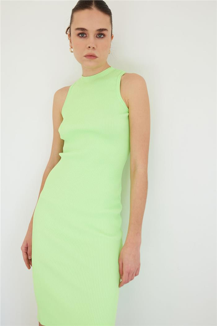 Nisan Bicycle Neck Basic Knit Dress Apple Green TT4249-Z