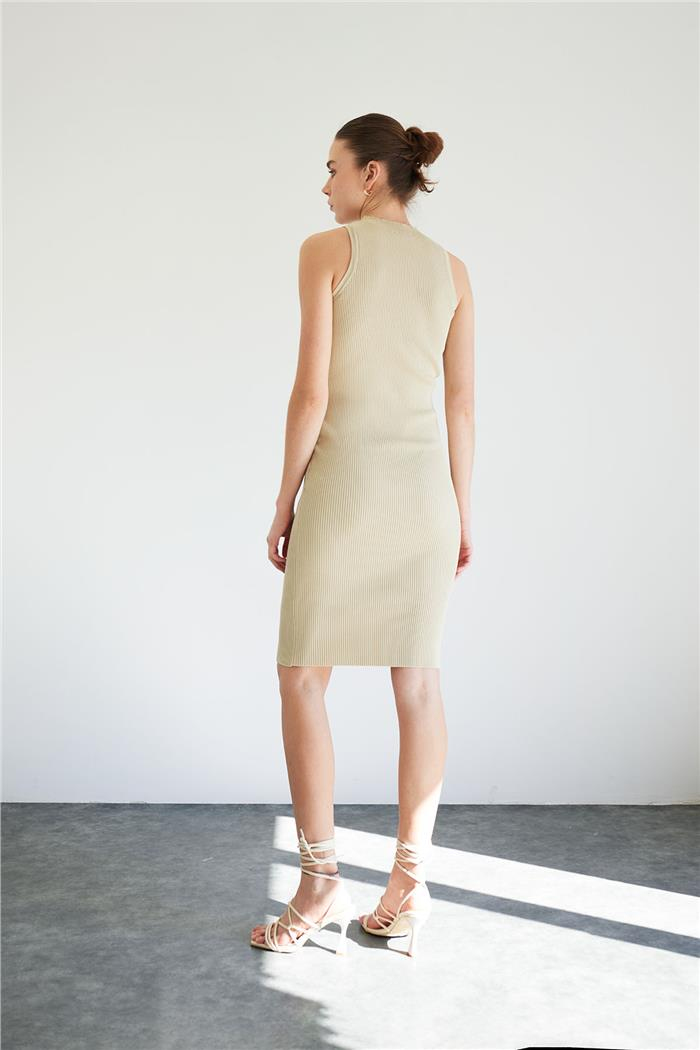 Nisan Bicycle Neck Basic Knit Dress Beige TT4249-Z