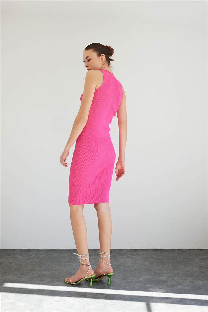 Nisan Bicycle Neck Basic Knit Dress Fuchsia TT4249-Z