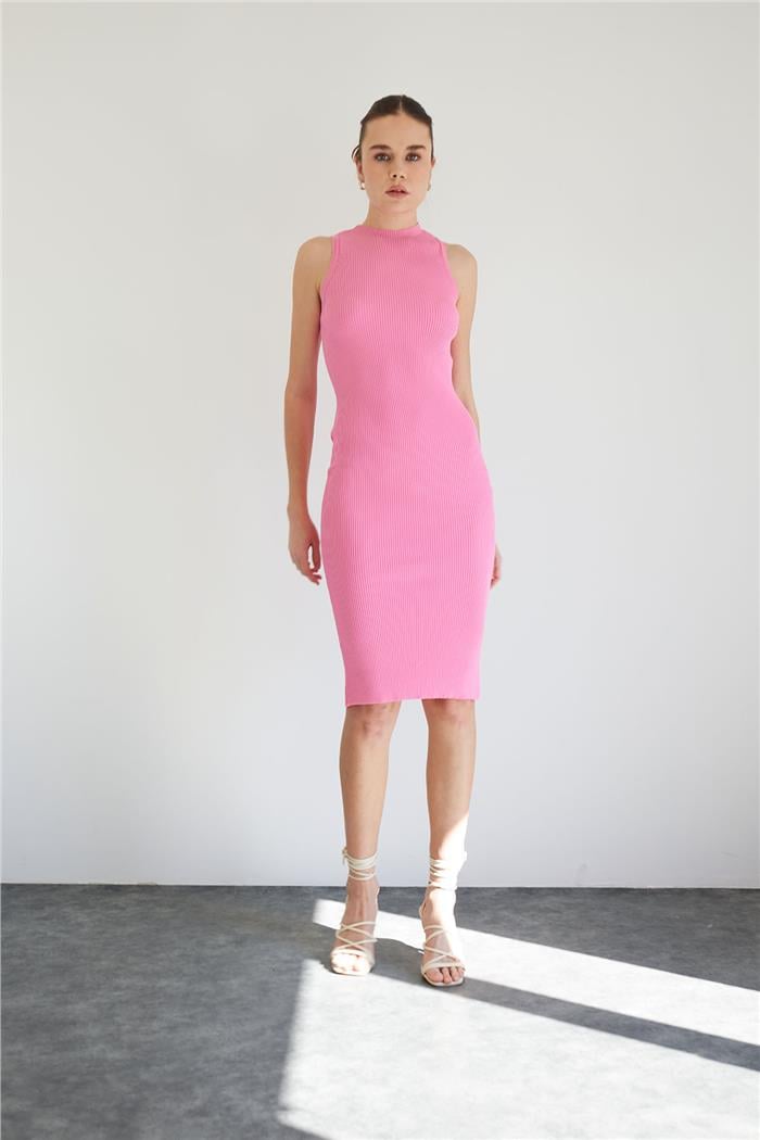 Nisan Bicycle Neck Basic Knit Dress Pink TT4249-Z
