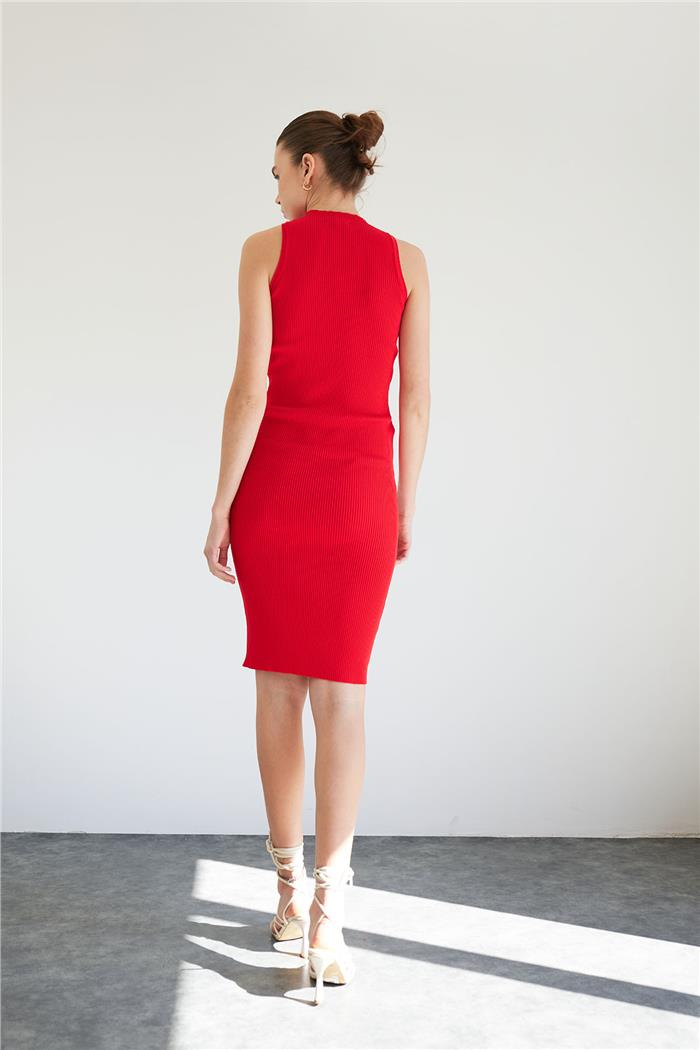 Nisan Bicycle Neck Basic Knit Dress Red TT4249-Z
