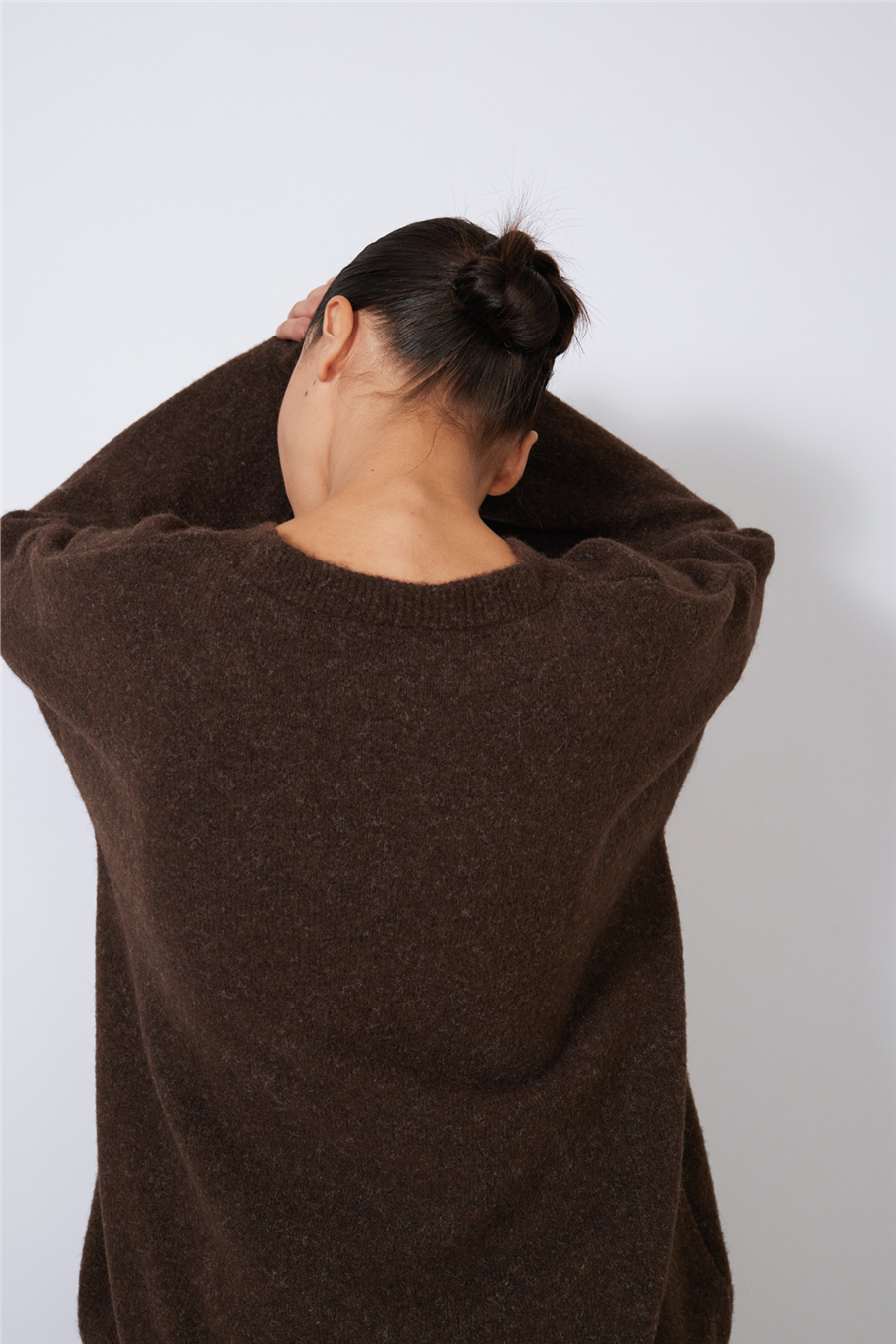 Nisan BİSİKLET YAKA YÜNLÜ OVERSIZE TRİKO KAZAK KAHVE TT4920-Z
