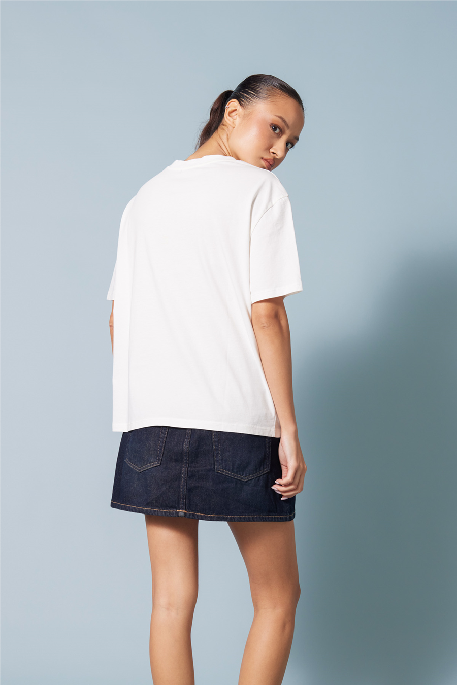 Nisan ÇİÇEK BASKILI BİSİKLET YAKA T-SHIRT EKRU N26-2416