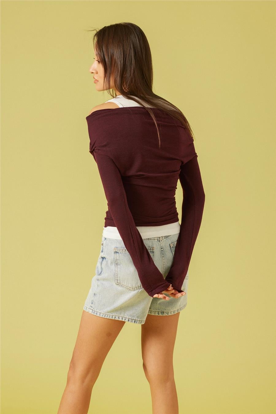 Nisan ÇİFT KAT GÖRÜNÜMLÜ T-SHIRT BORDO N26-2287