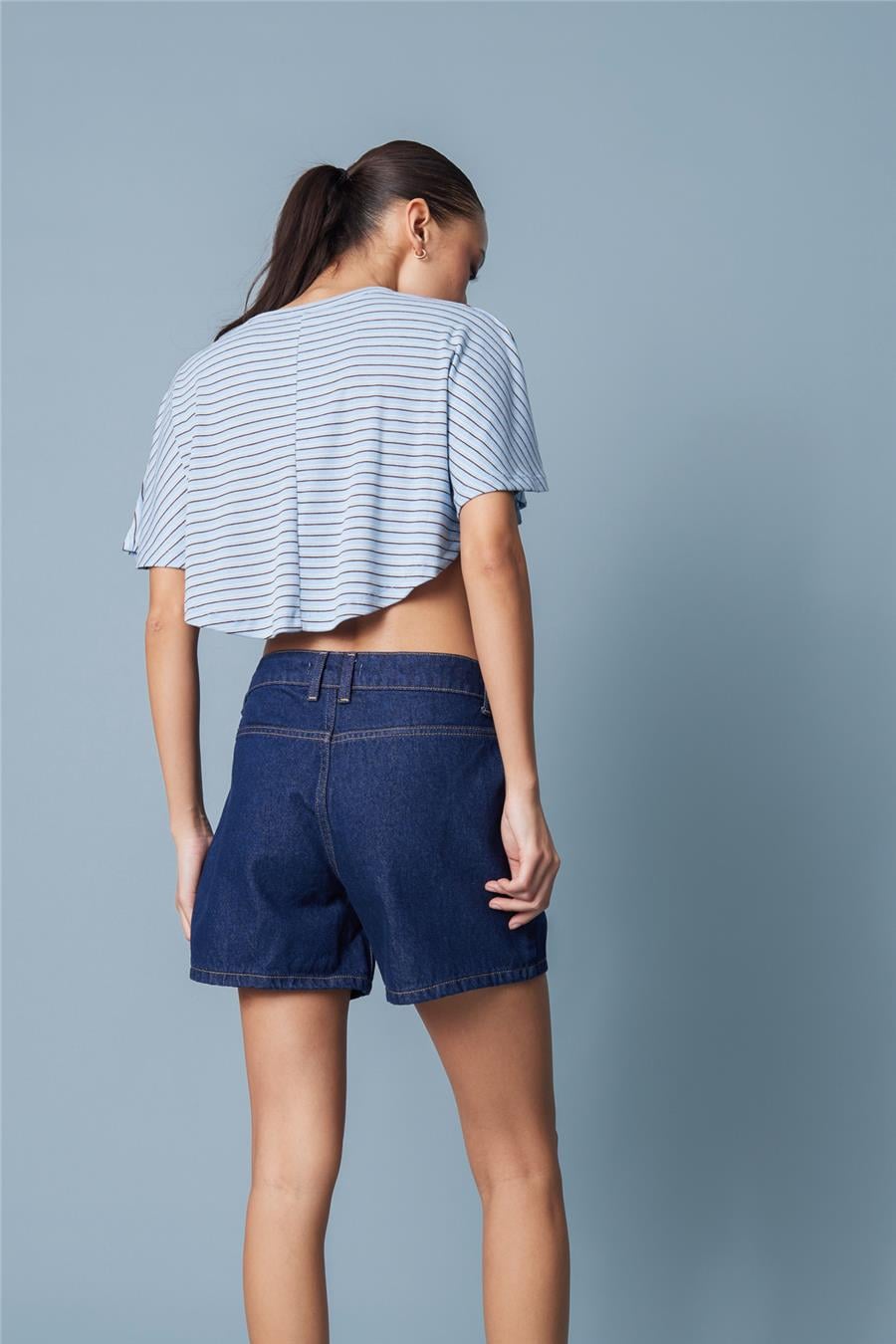 Nisan ÇİZGİLİ YARASA KOL T-SHIRT MAVİ N26-2331
