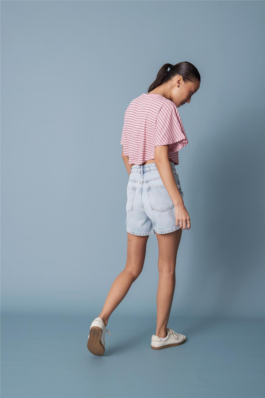 Nisan ÇİZGİLİ YARASA KOL T-SHIRT PEMBE N26-2331