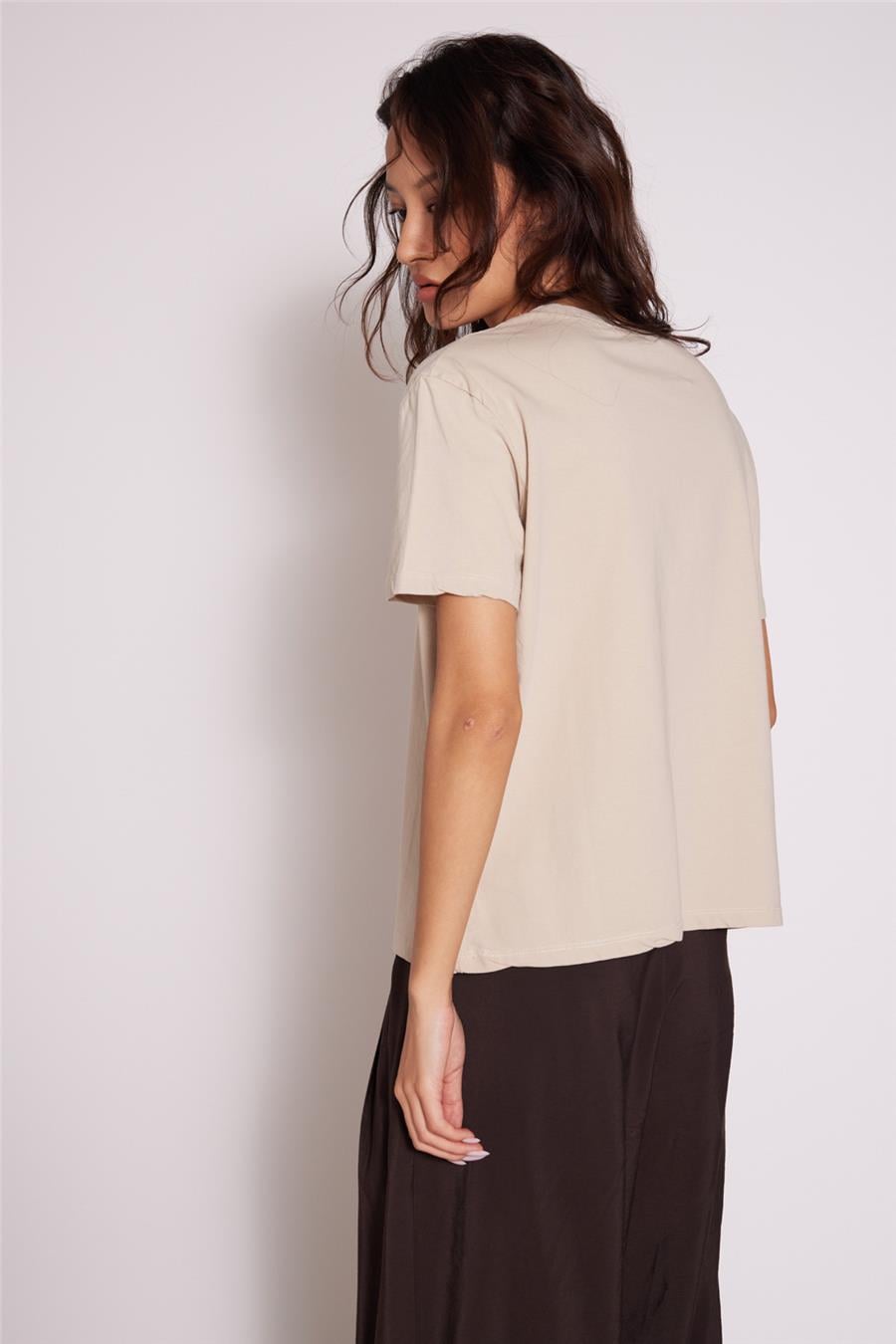Nisan CUTWORK NAKIŞ DETAYLI KISA KOLLU T-SHIRT BEJ N26-2384