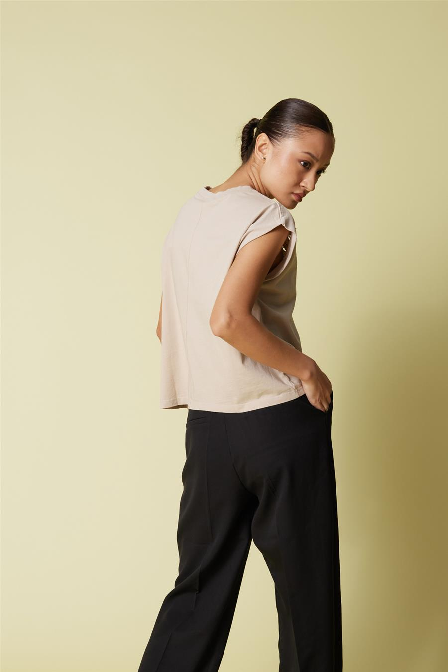 Nisan CUTWORK NAKIŞ DETAYLI T-SHIRT BEJ N26-2248