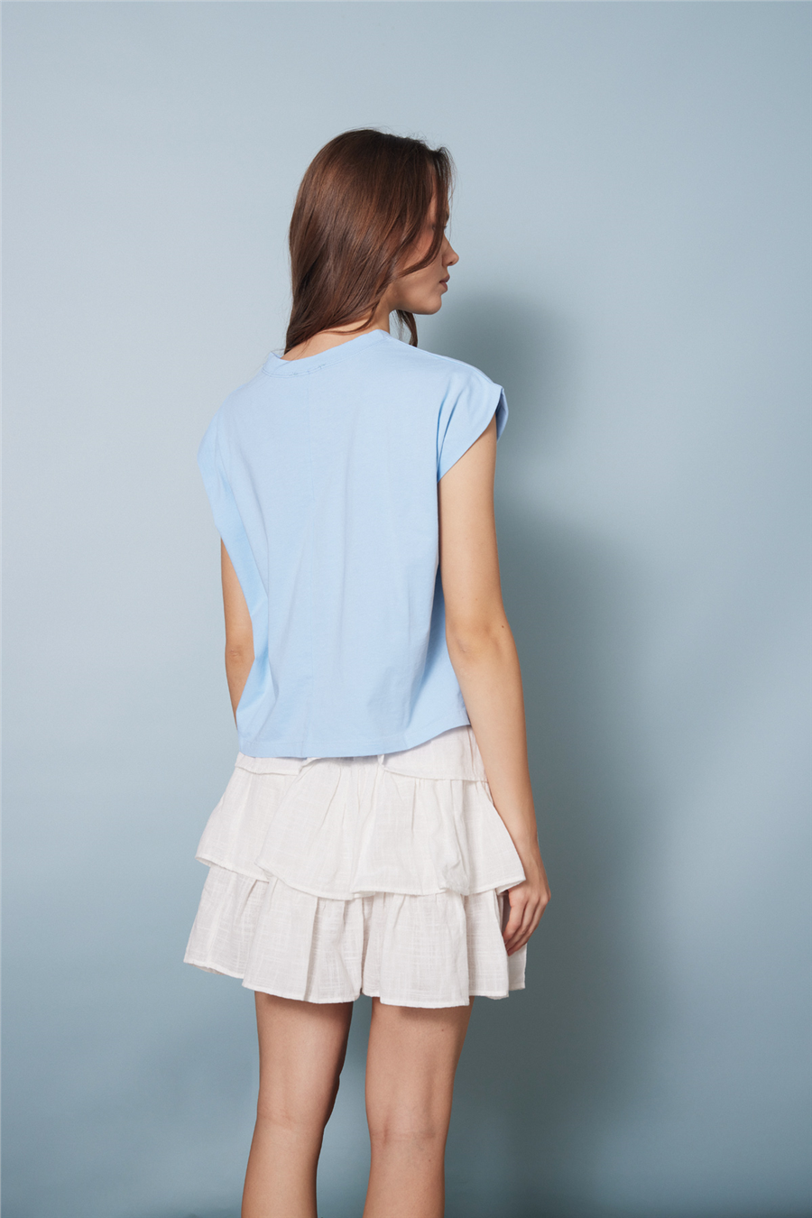 Nisan CUTWORK NAKIŞ DETAYLI T-SHIRT MAVİ N26-2248