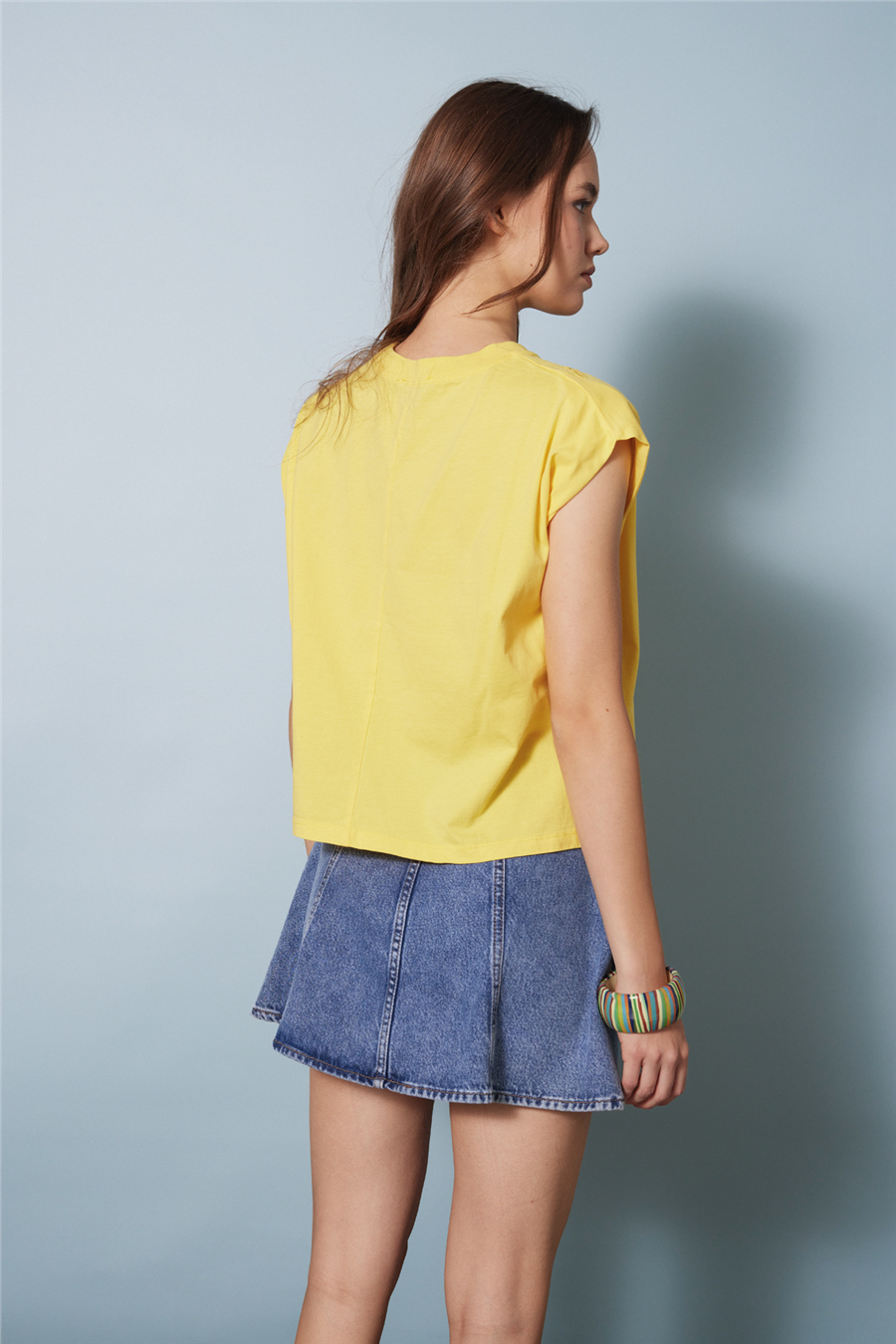 Nisan CUTWORK NAKIŞ DETAYLI T-SHIRT SARI N26-2248