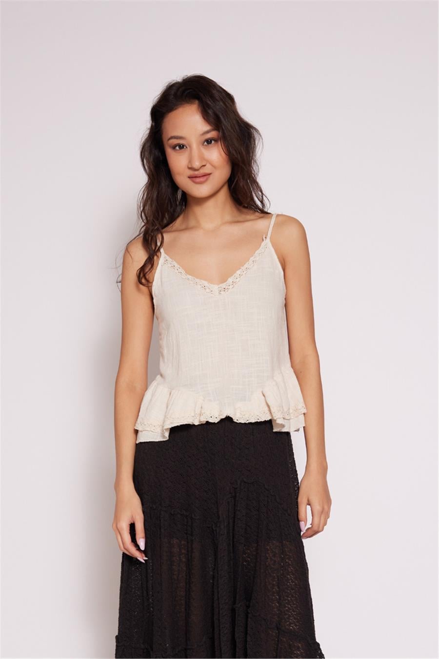 Nisan DANTEL DETAYLI ASKILI TOP NATUREL N26-2402