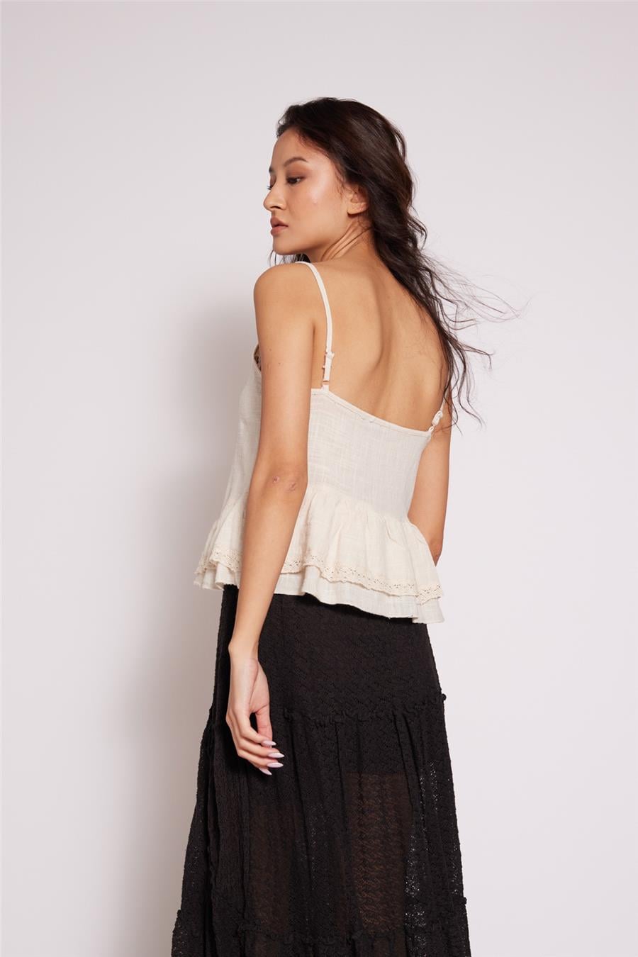Nisan DANTEL DETAYLI ASKILI TOP NATUREL N26-2402