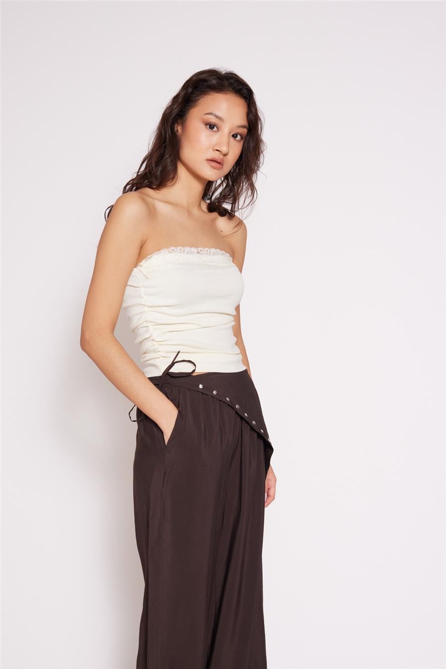 Nisan DANTEL DETAYLI STRAPLEZ TOP NATUREL N26-2362