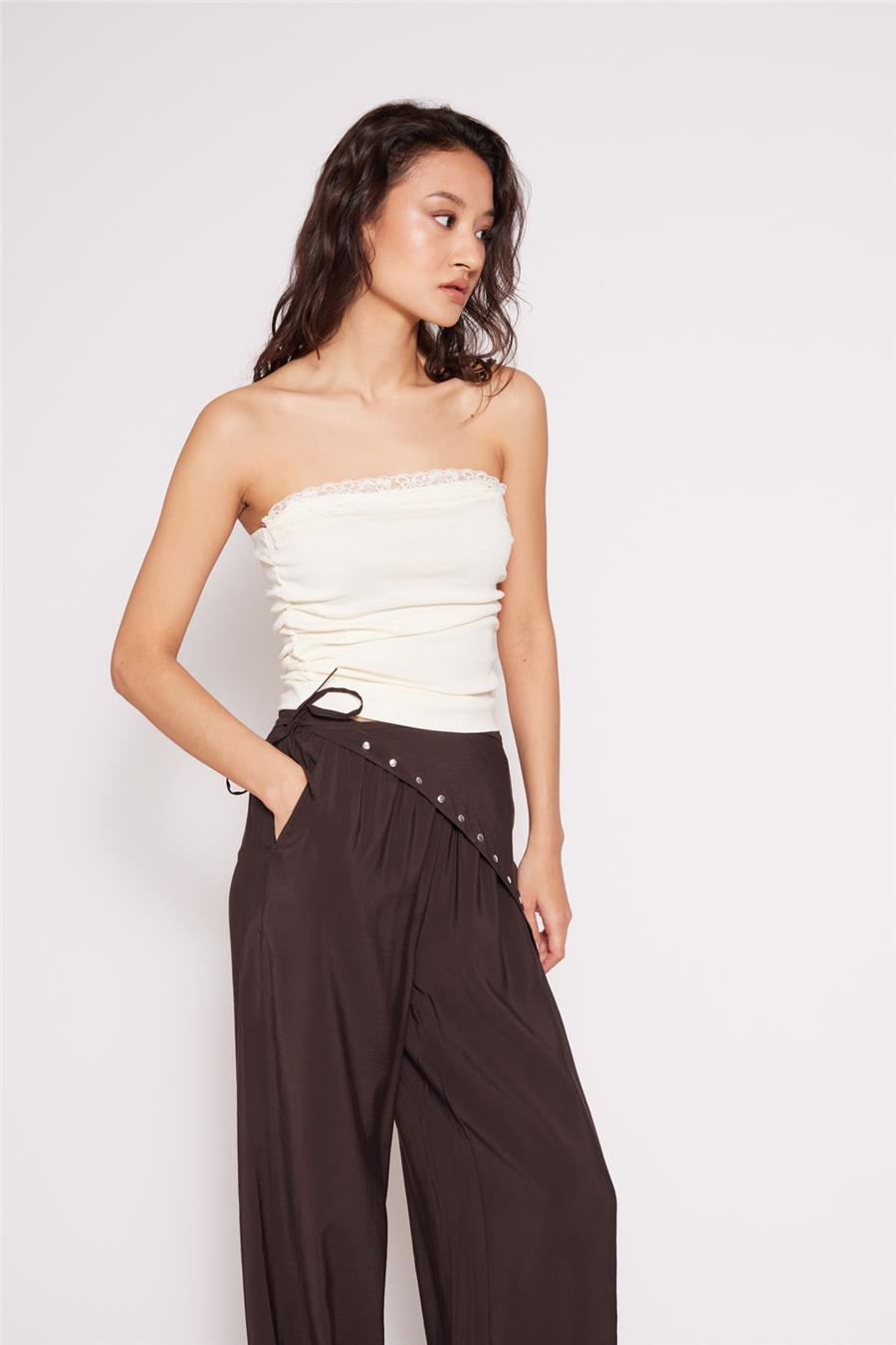 Nisan DANTEL DETAYLI STRAPLEZ TOP NATUREL N26-2362