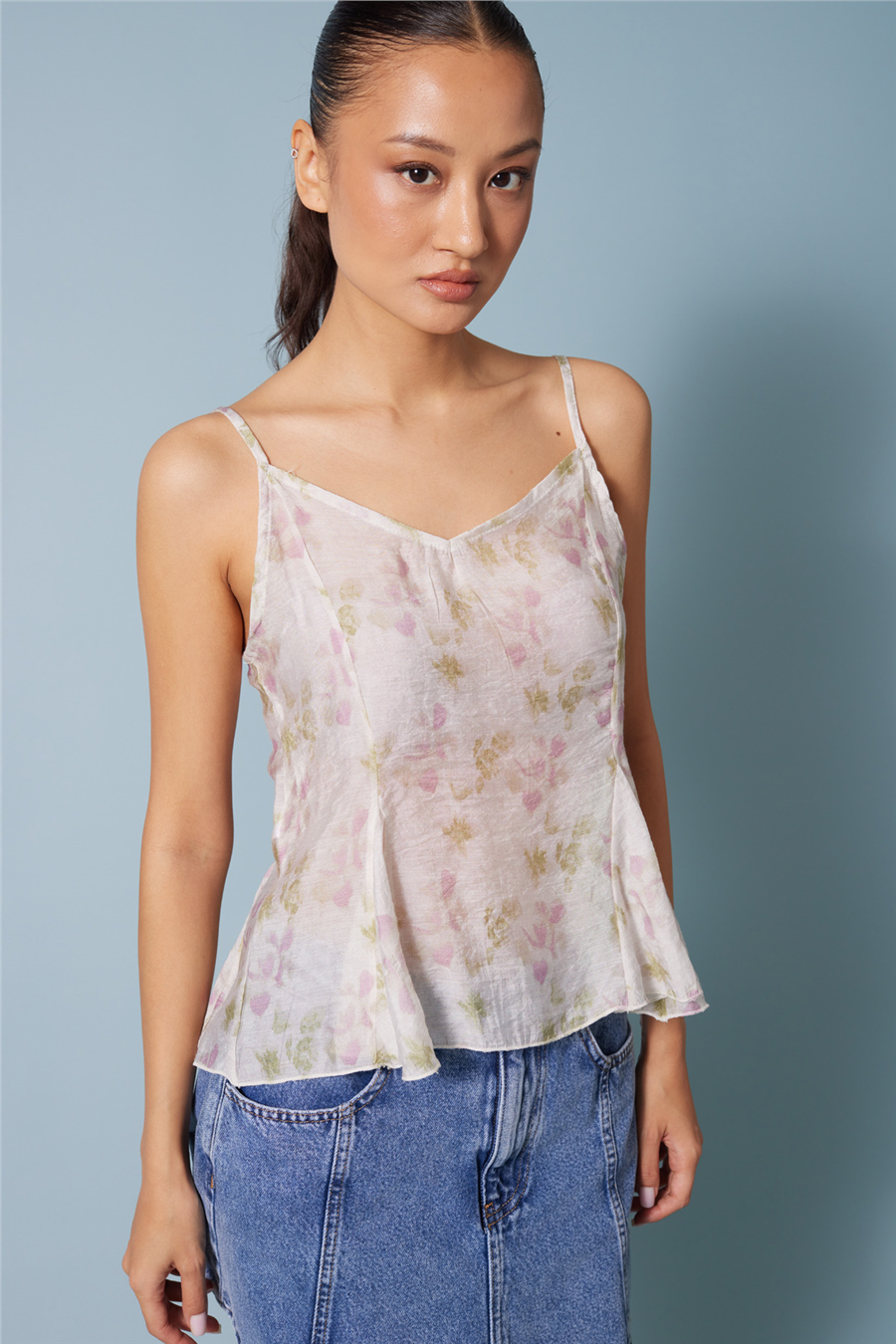 Nisan DESENLİ PEPLUM TOP EKRU N26-2411